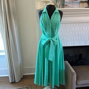 NWT sz 12 Lilly Pulitzer Chrisella Midi Shirtdress green eyelet